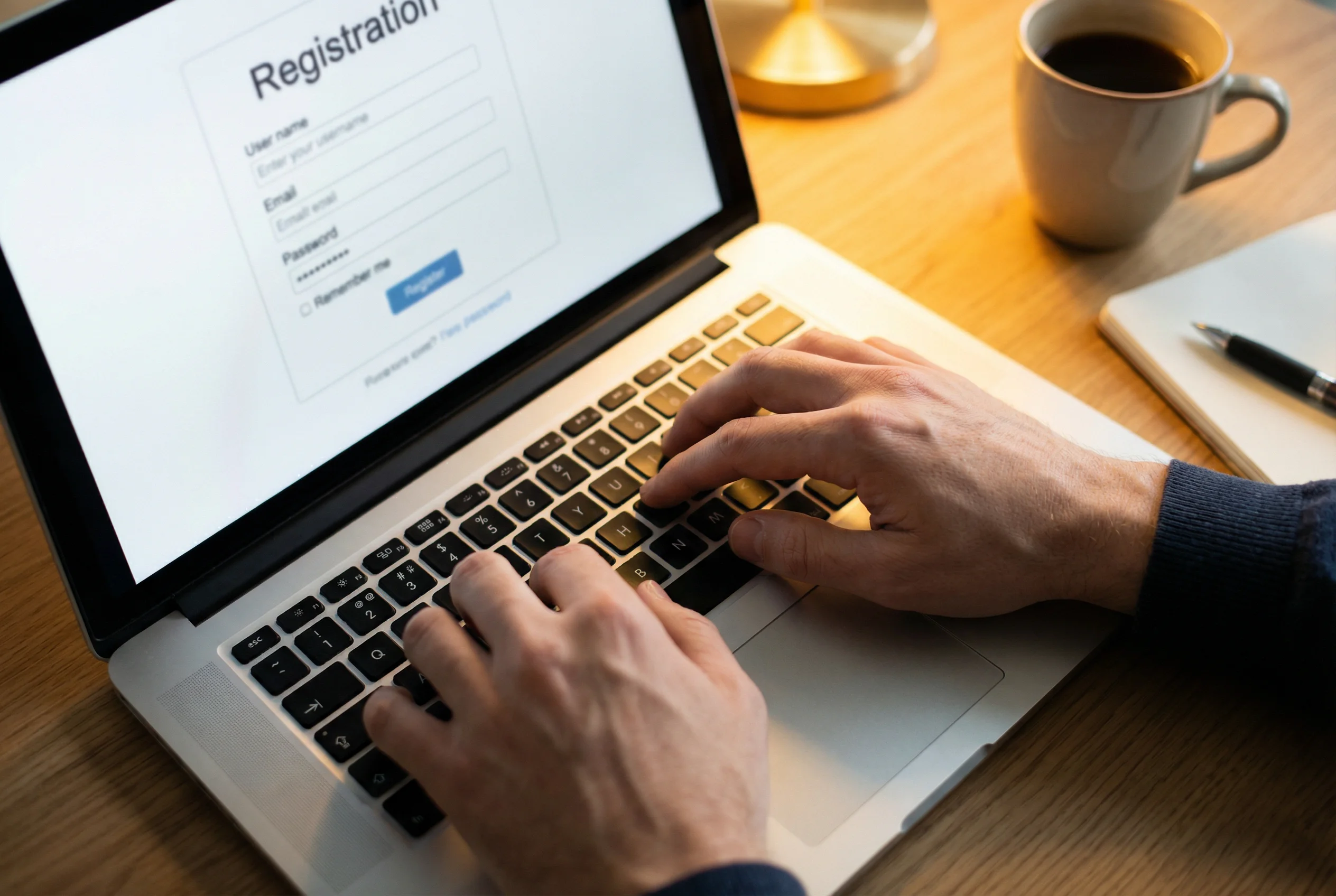 Formulário de registo online numa plataforma de apostas