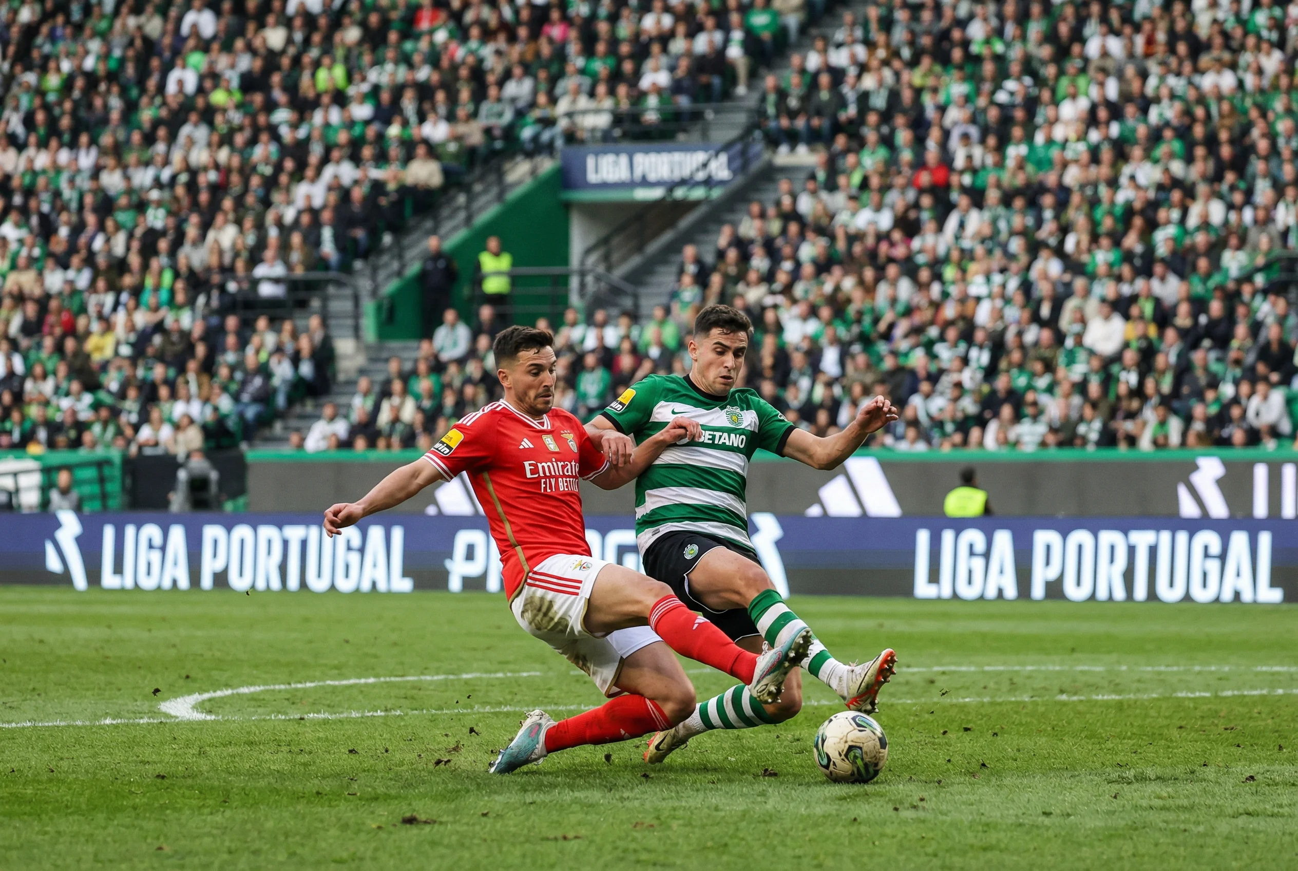 Jogadores de futebol em acção durante um jogo da Liga Portugal