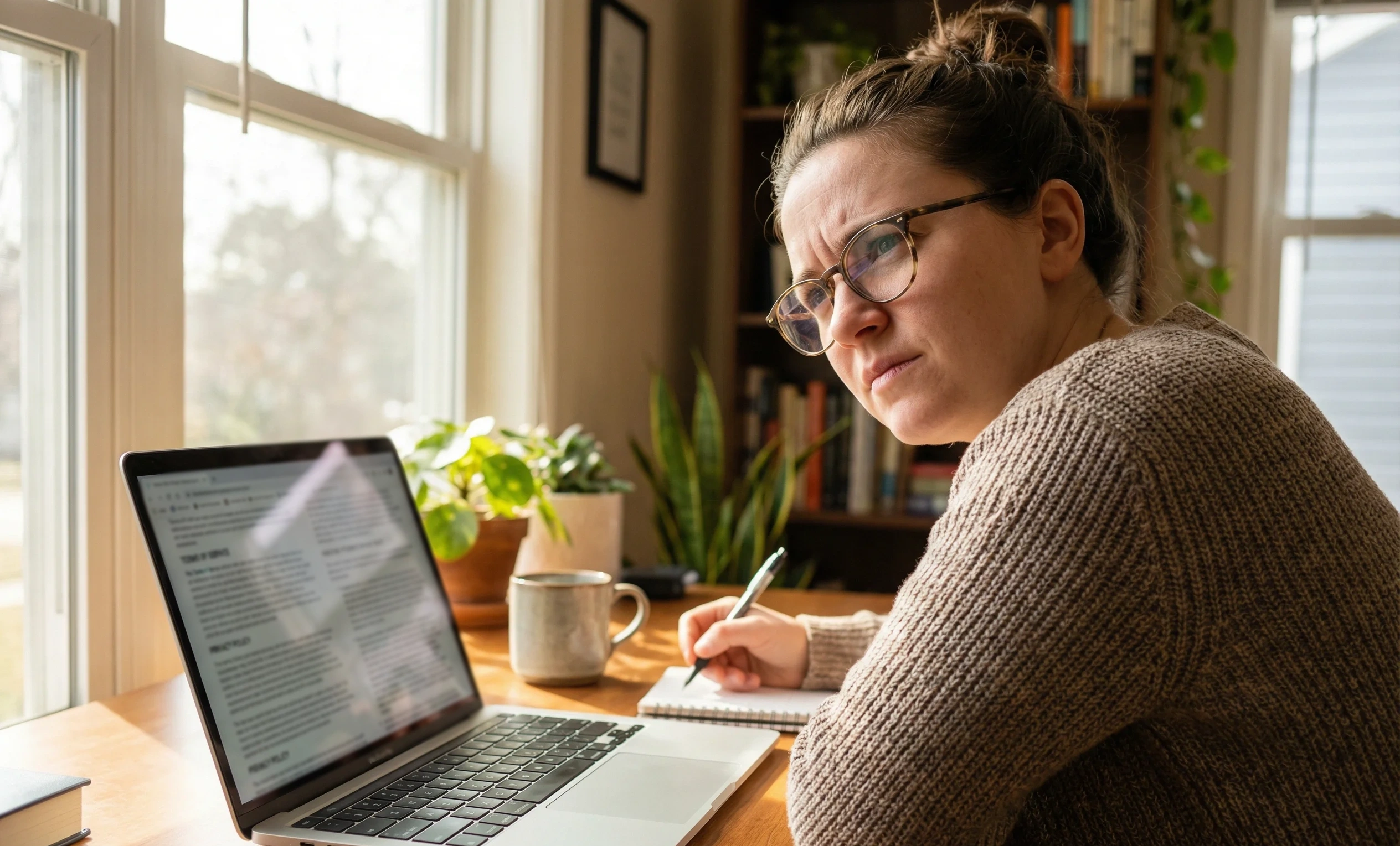 Pessoa a ler termos e condições de bónus no computador