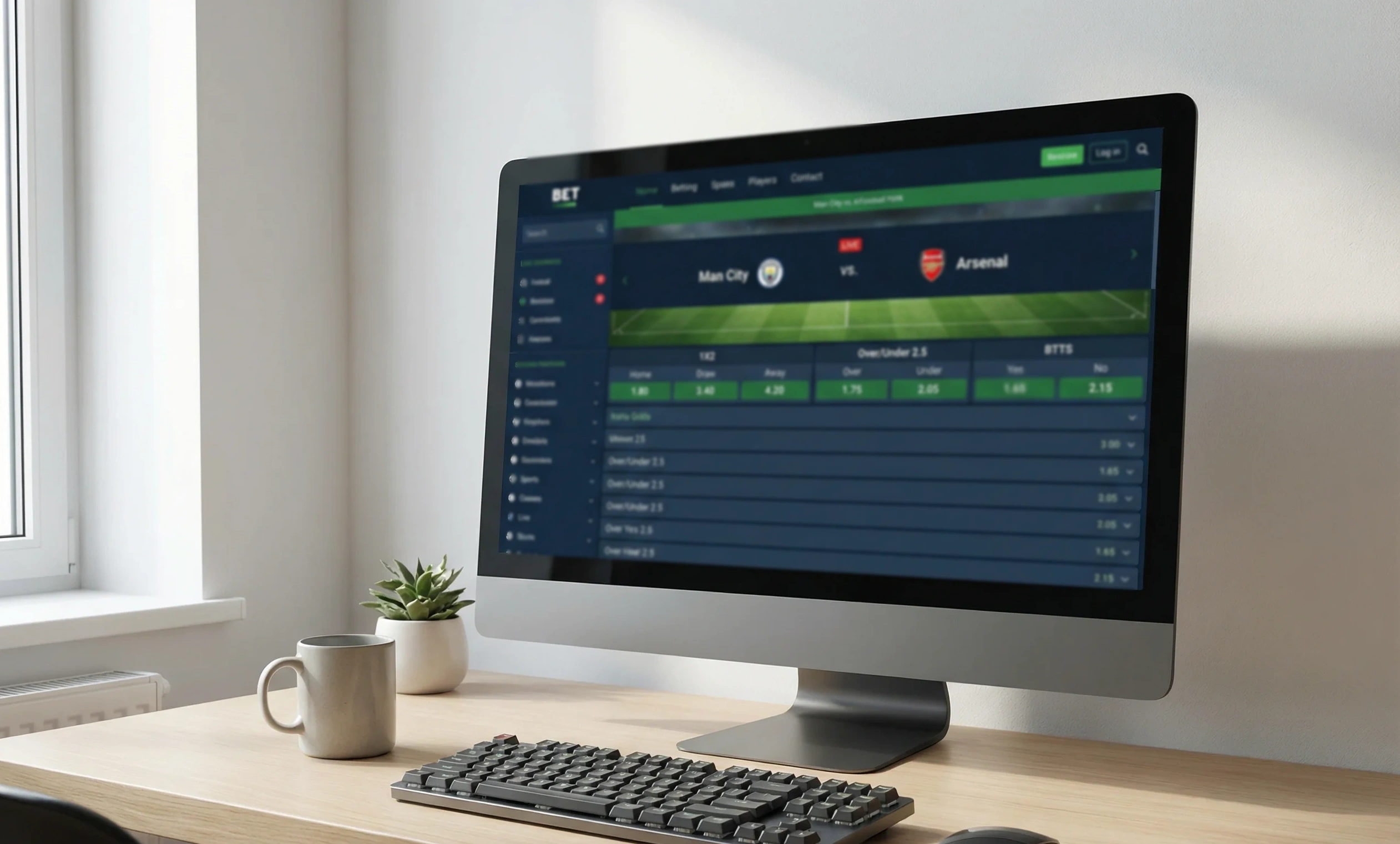Interface de plataforma de apostas mostrando diferentes mercados