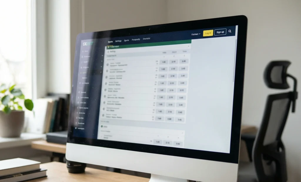 Ecrã de computador a mostrar odds de apostas desportivas